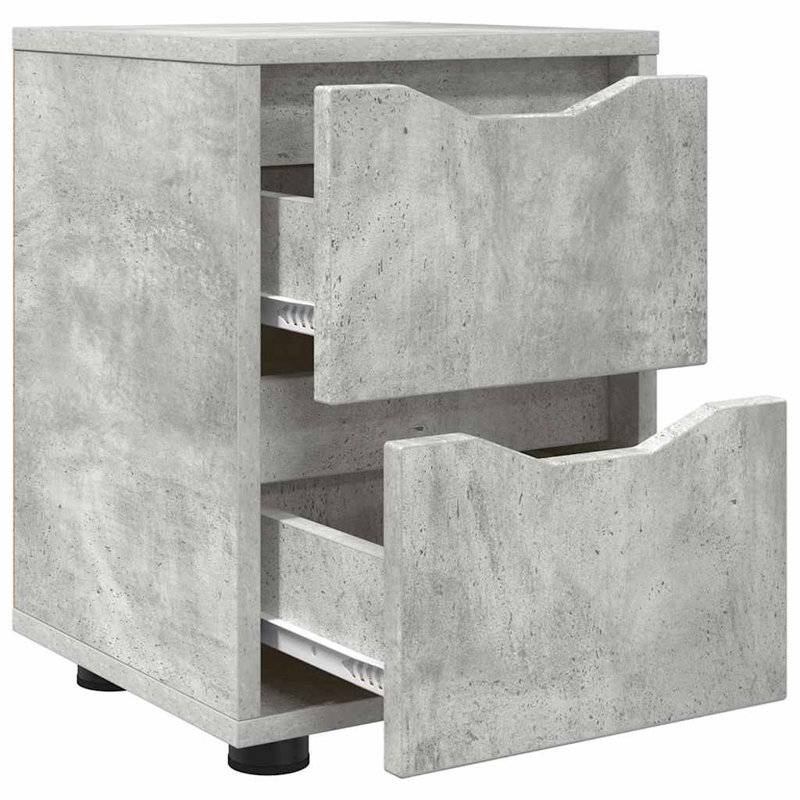 30.5cm W Manufactured Wood Bedside Table, Concrete Grey