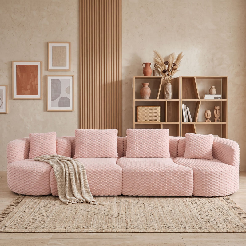 Canapé modulaire moderne avec emballage à compression complète, canapé rembourré à siège profond de conception libre, Rose