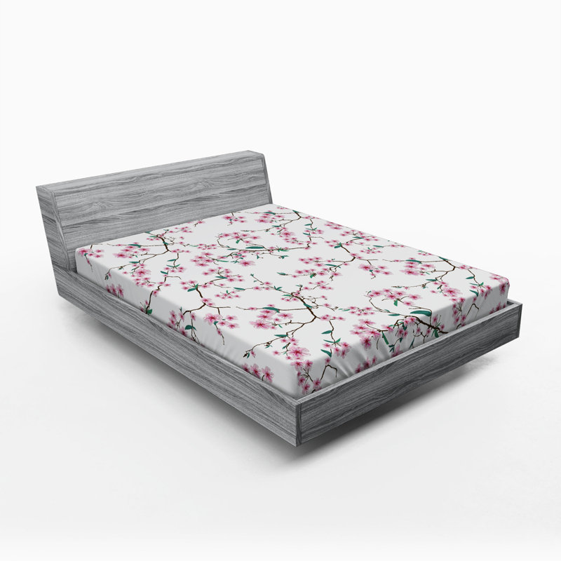 Microfiber Flower Fitted Sheet, Queen Fitted Sheet, Flower 3
