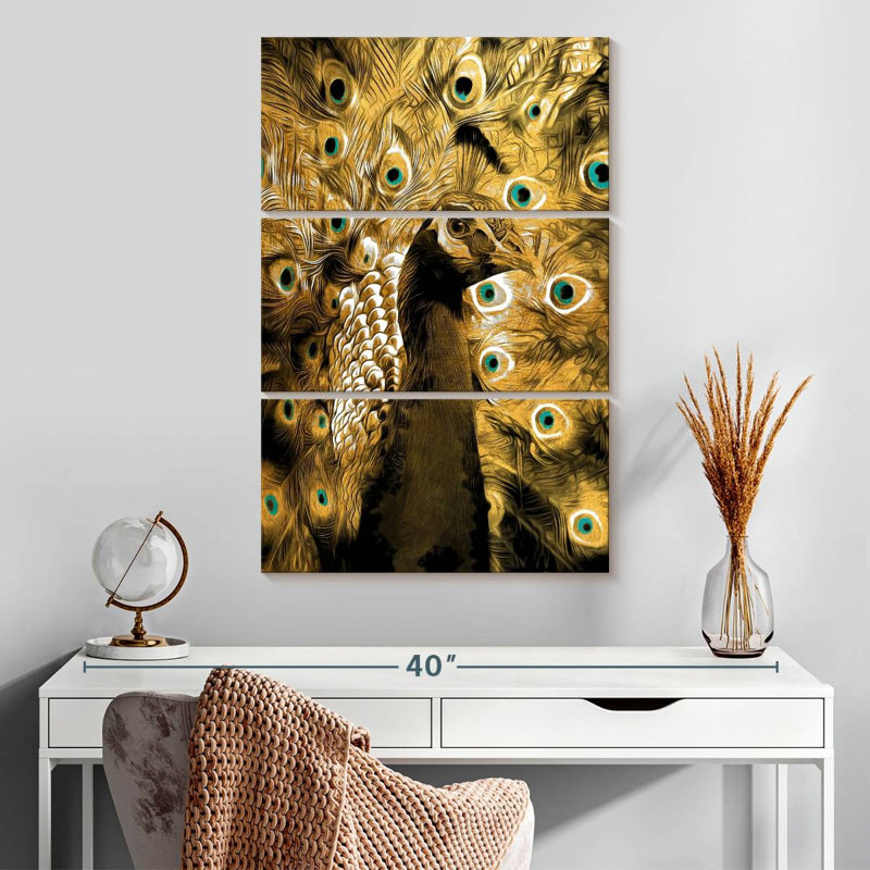 Brampt Gold Peacock, 32" H x 20" W