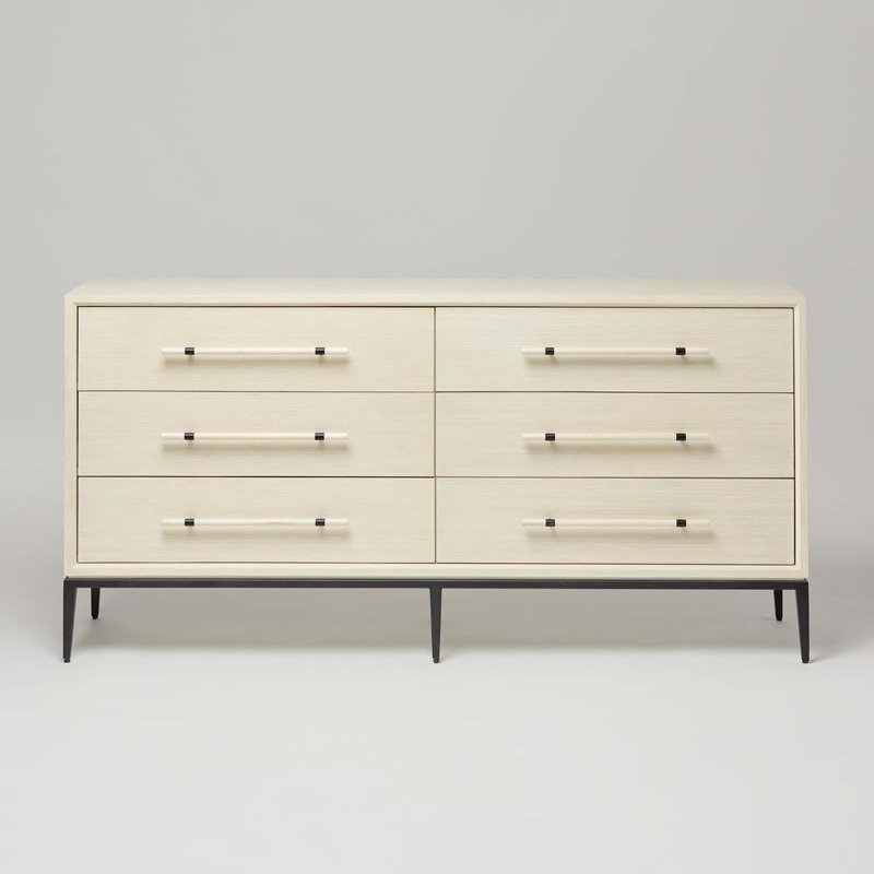 Commode 6 tiroirs Burton, Parchemin / noir mat