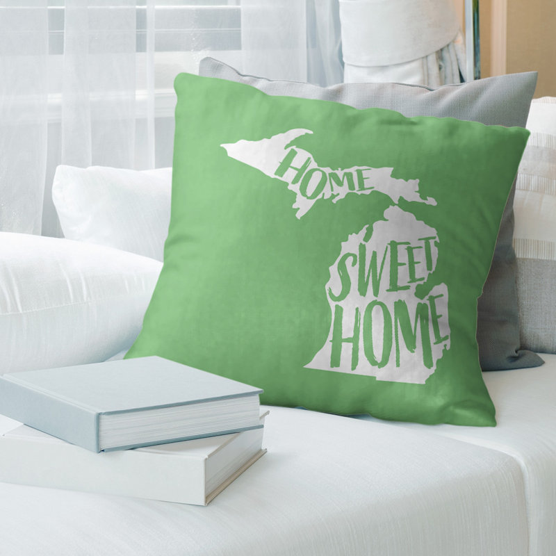 Reversible Throw Pillow, 14" x 14", Green