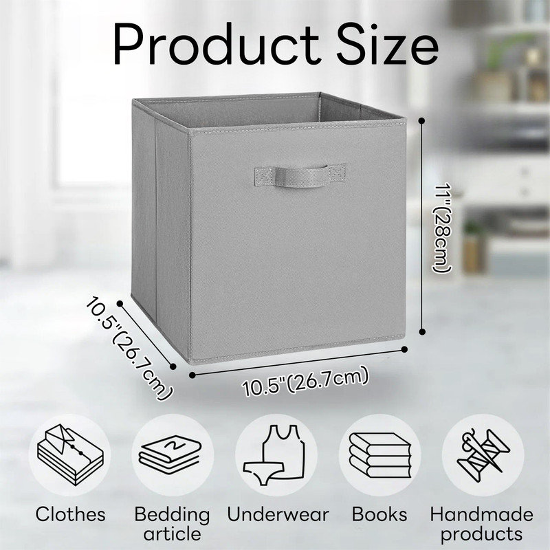 Cubes de rangement en tissu, bacs de rangement colorés, bacs à jouets, paniers de rangement pliables pour vêtements, livres, jouets, paquet de 6