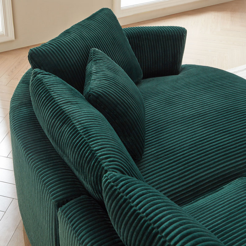 Julio 122" Corduroy Upholstered Sectional Sofa, Green Corduroy, Left Hand Return