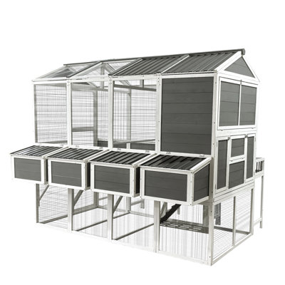 Spacious Walk-in Wooden Chicken Coop With Nesting Boxes - Ideal For Outdoor Poultry Raising
