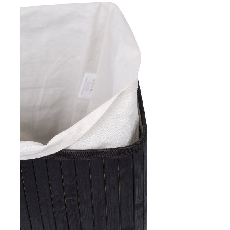 Black Bamboo Collapsible Corner Laundry Hamper with Lid