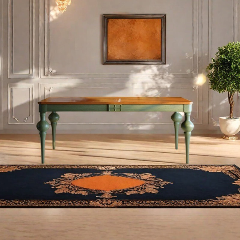 Table de salle à manger Vintage, H 29,53 po x L 72,05 po x l 34,65 po, Brun/vert