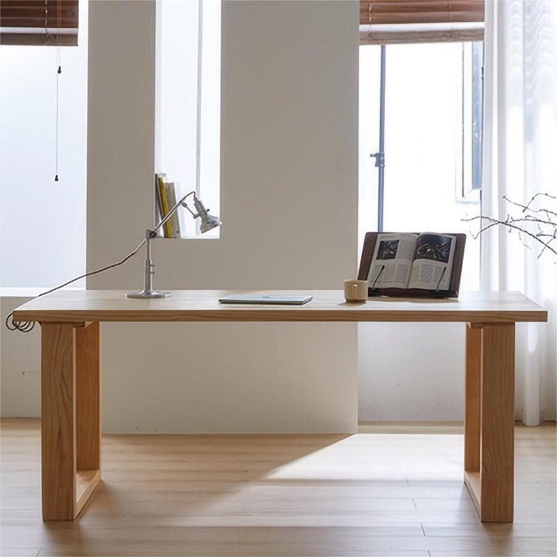 Burlywood Rectangular Solid Wood Writing desk, 29.53" H x 62.99" W x 31.5" D 