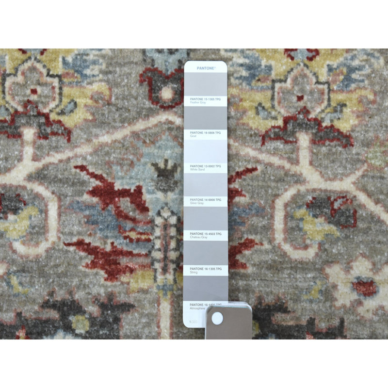 Tapis oriental rond en laine noué à la main 5 pi 9 po x 5 pi 9 po Peshawar gris avec motif Heriz 16456C7C7BBE4902904D848B74D59981