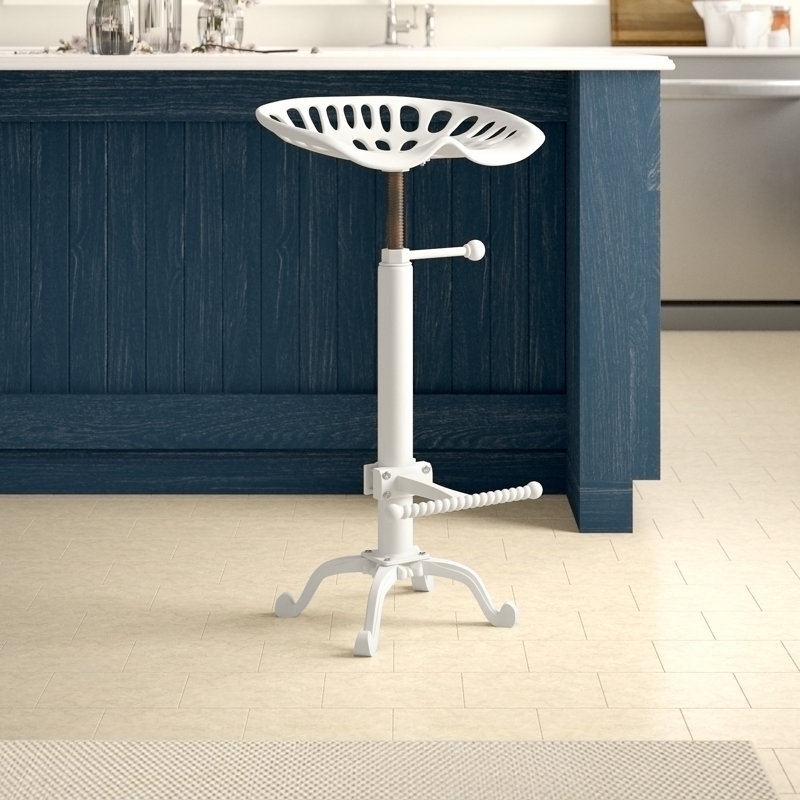 Tabouret pivotant à hauteur réglable Enos, Blanc