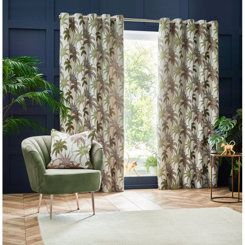 Galapagos Room Darkening Curtain Pair, Green, 117 W x 137 D cm