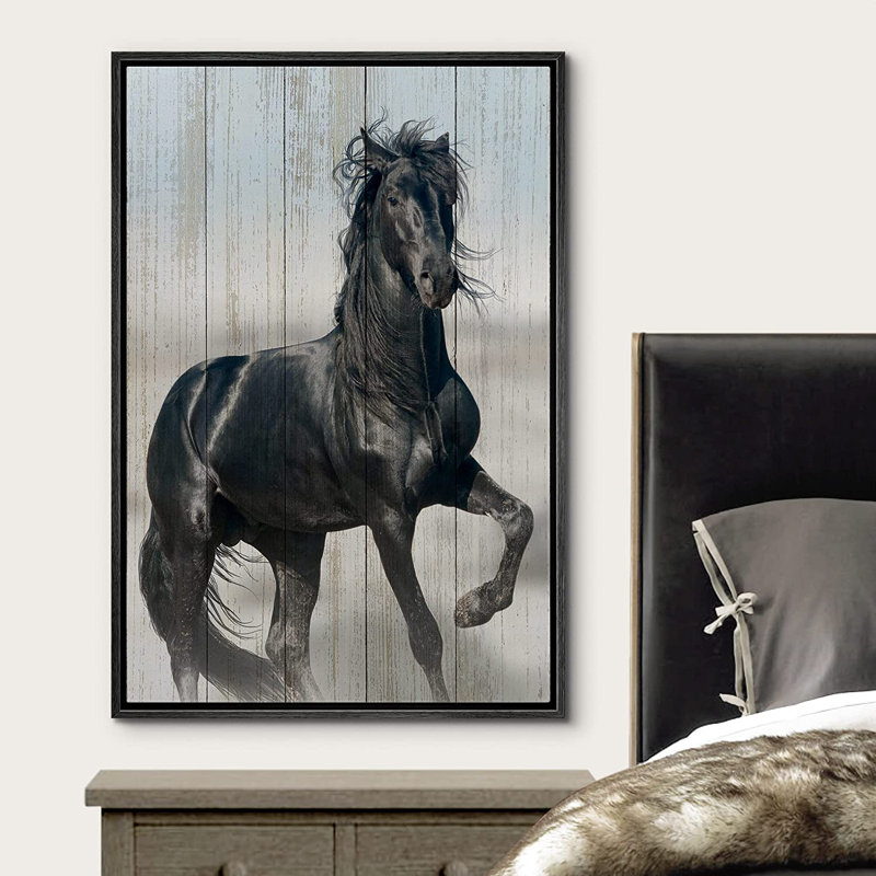 Impression sur toile, "Cadre de cheval noir", H 36 po x l 24 po x P 1,5 po, Cadre noir
