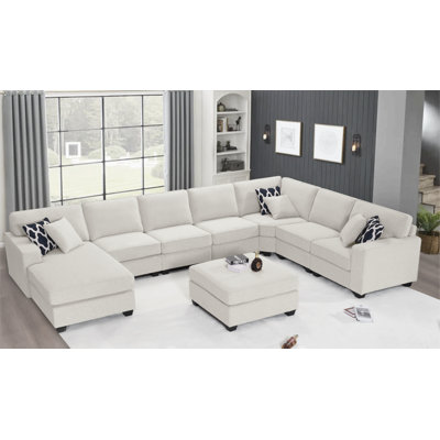 165.7" Wide Reversible Modular Sectional with Ottoman