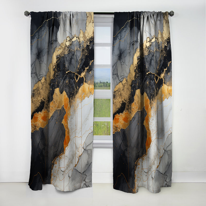 Boler - Spirals Abstract Blackout Curtain - 1 Panels, 52" W x 108" L