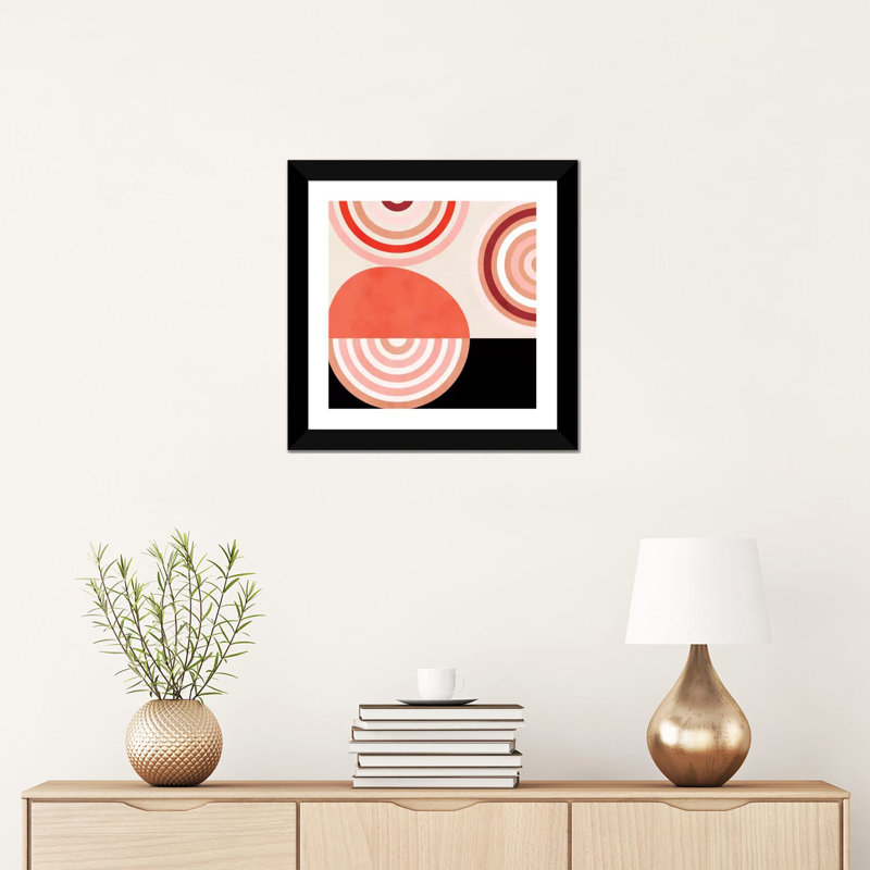 Shapes Modern Mid Century Abstract par Ana Rut Bré - impression d'art graphique, Papier encadré noir, Blanc