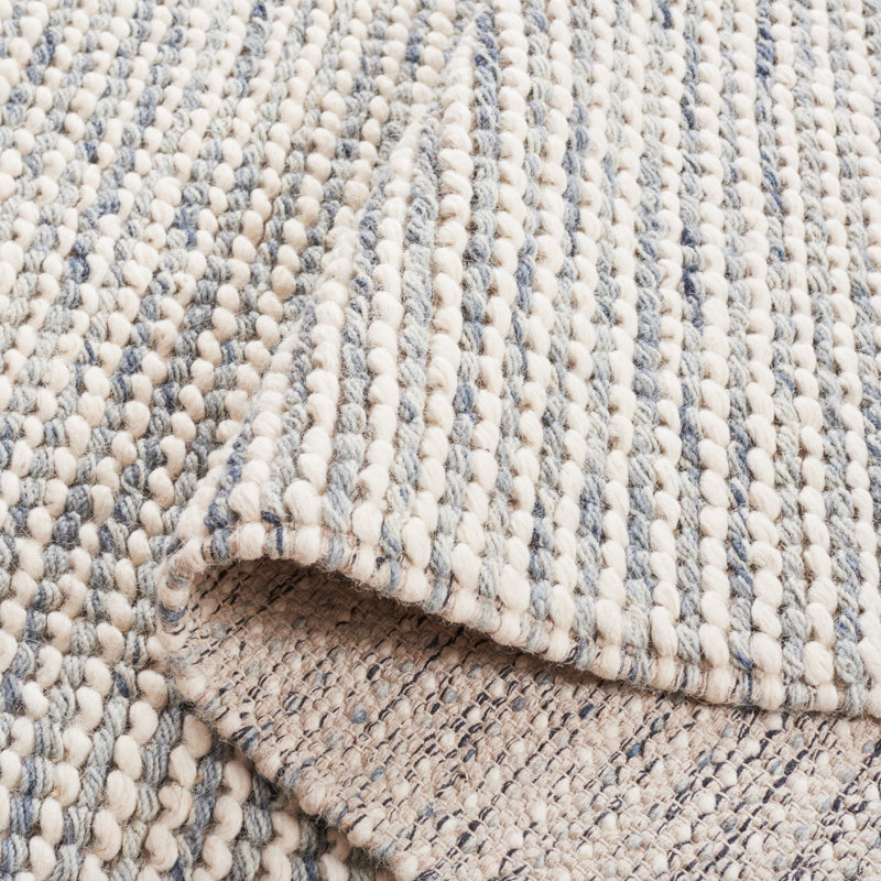 Bouzoun Flat Weave Wool/Cotton Rug in Black/White, Rectangle 5' x 8'