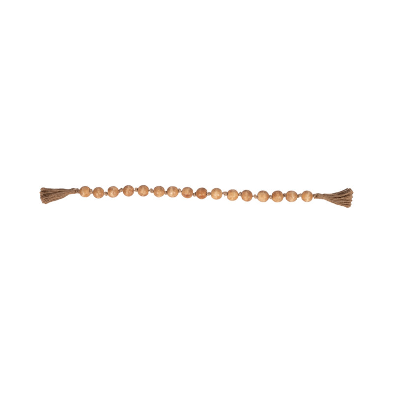 Handcrafted Mango Wood & Jute Decorative Beads with Woven Accents, 1" H x 26" W x 1" D, Brown