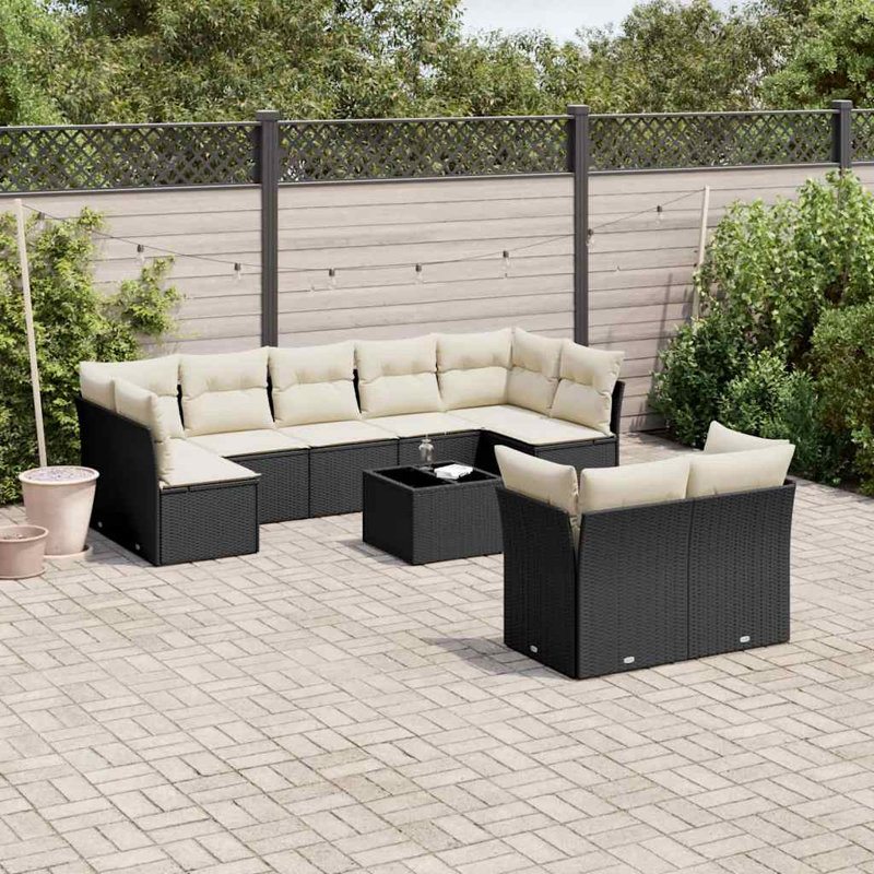 Ensemble de canapé de jardin Vidaxl noir, blanc crème