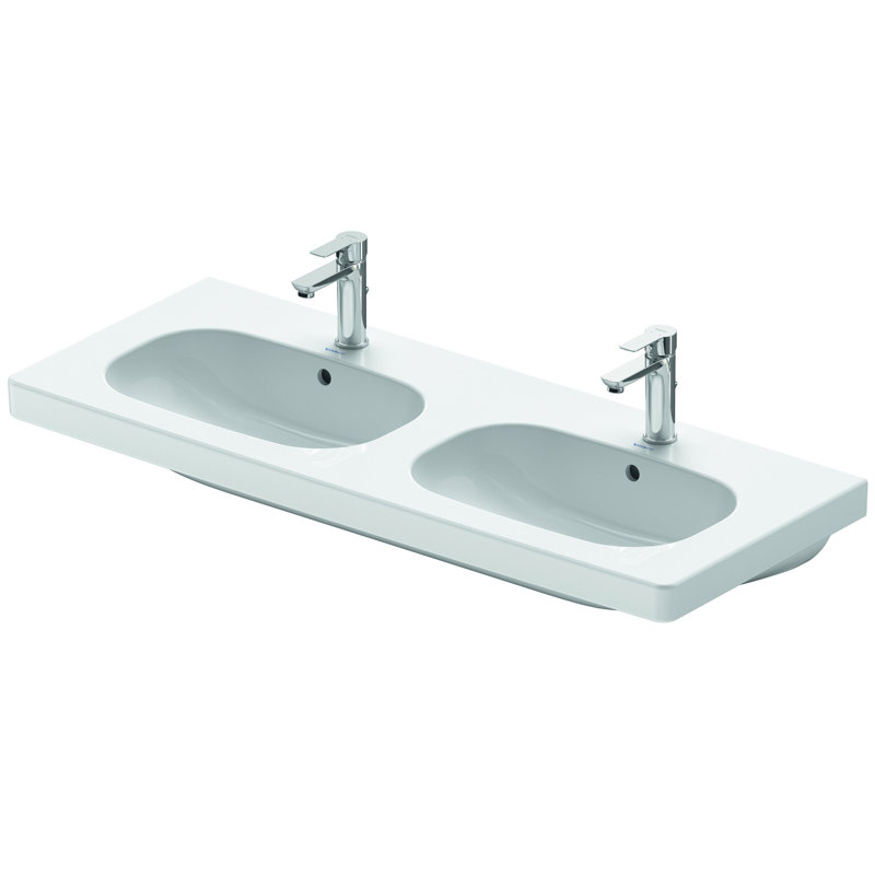 Lavabo de salle de bain mural rectangulaire en céramique blanche avec trop-plein