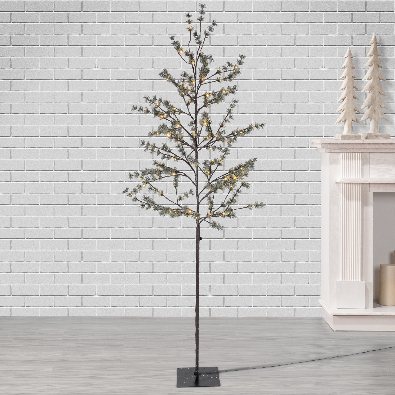 Icy Pine Winter Lighted Tree, Warm White Leds