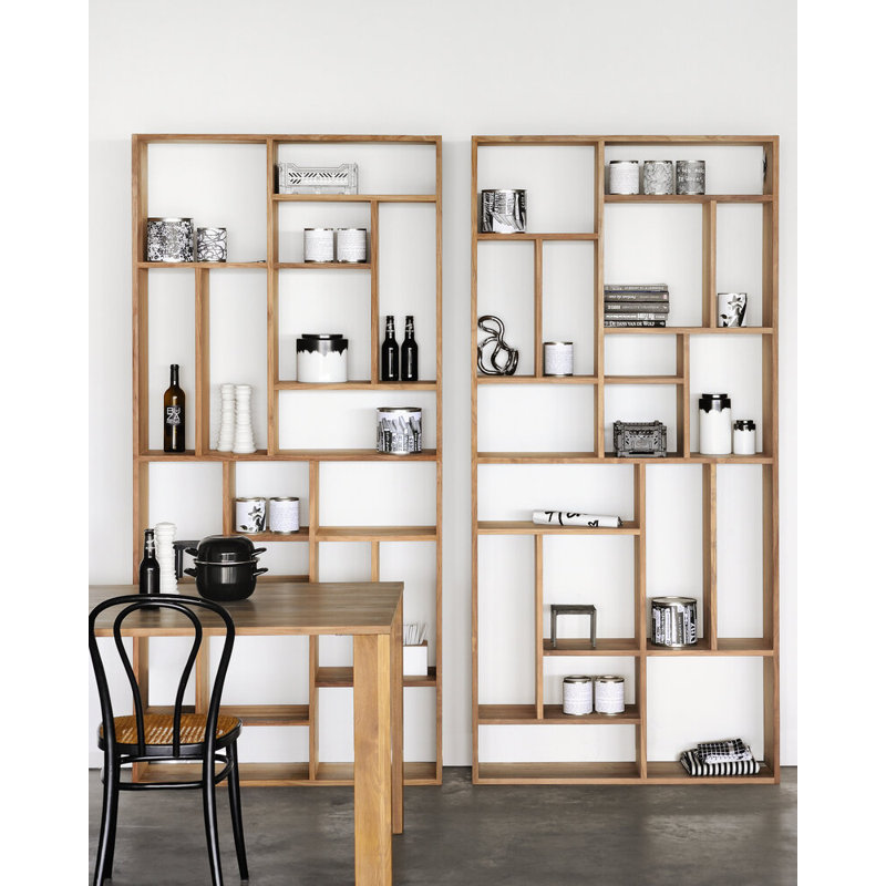 M Solid Wood Geometric Bookcase