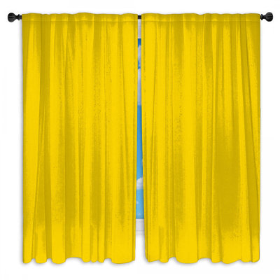 Solid Yellow Background Window Curtains Solid Color Sheer & Room Darkening - 2 Panels