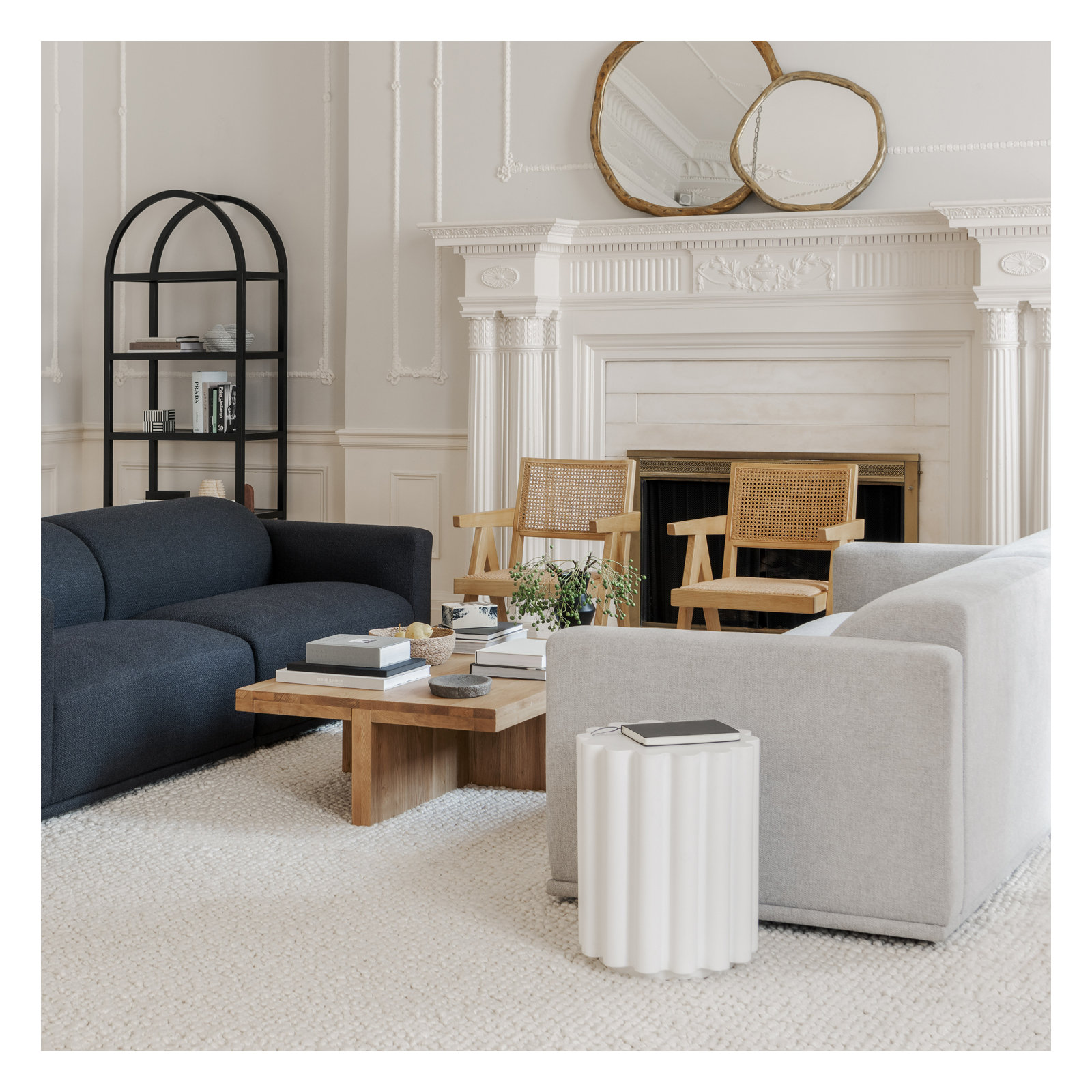 Melati Concrete End Table, White
