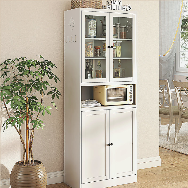 Armoire de cuisine en métal, armoire de rangement autoportante de 72 po de hauteur avec tablettes réglables