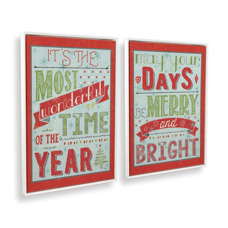 Frosted Merry Wishes, ensemble de 2 impressions sur toile, H 19 po x l 26 po, Impression encadrée sans passe-partout