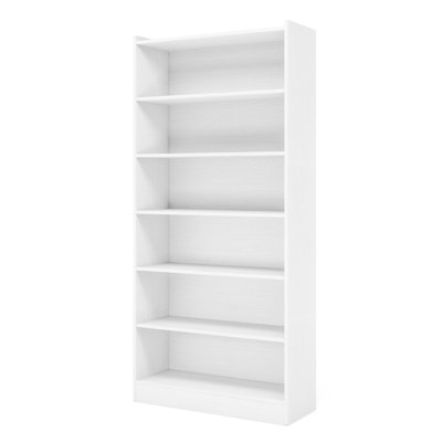 Bibliothèque en bois, bibliothèque de 72 po de hauteur avec tablettes de rangement ouvertes à 6 niveaux