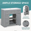 Ensemble de meuble-lavabo autoportant 36 po avec évier, armoire en bois massif et panneau de fibres à densité moyenne avec 1 compartiment d'armoire et 6 tiroirs, gris