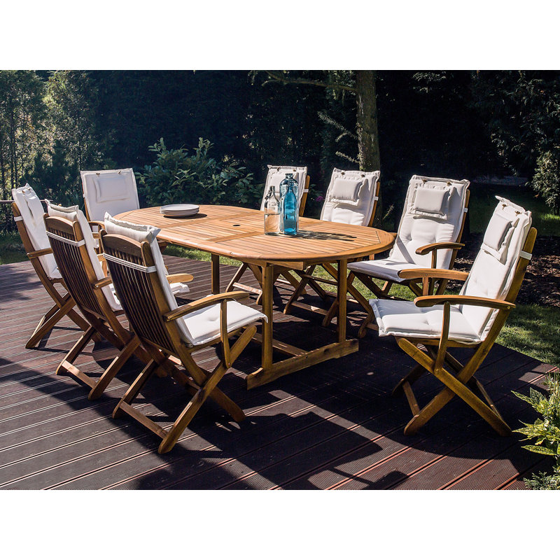 Maren Folding Patio Dining Armchair with Cushion, Off-White