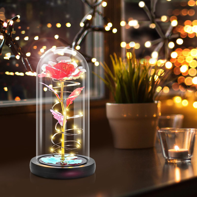Verre rose fleur pour cadeau pour femme, Rouge