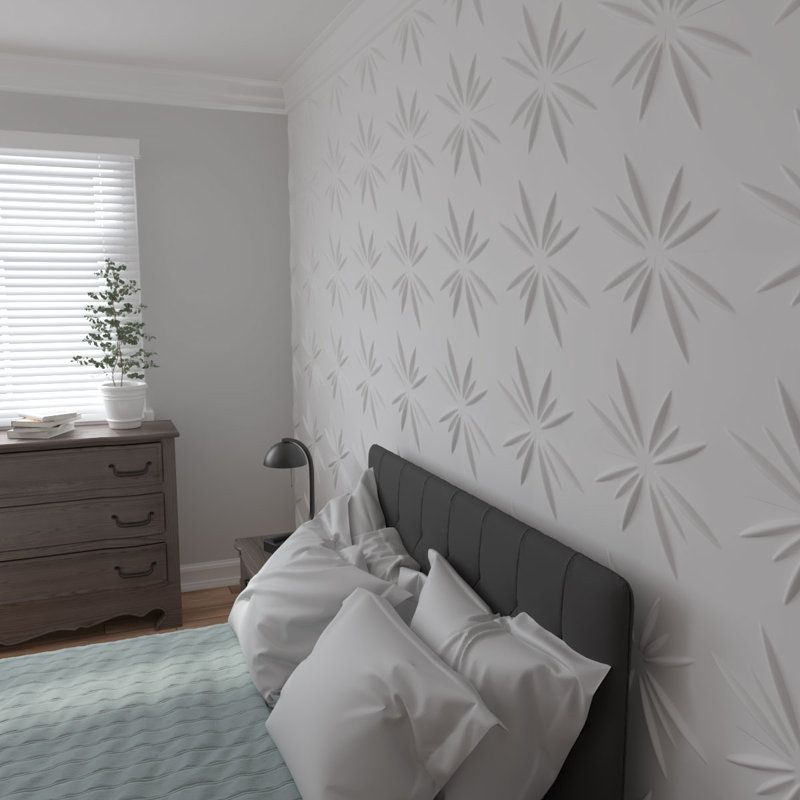 Inula White Textured 3D PVC Decorative Wall Panel