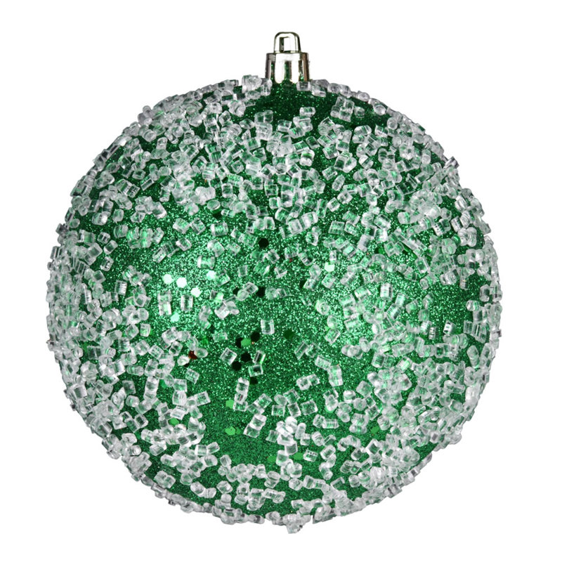 Ornement boule scintillante, Vert, H 4 po x l 4 po x P 4 po, 6