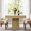 80 cm Square Dining Table for 4 with Thick Wood Effect Top and Pedestal Base for Small Kitchens and Apartments-1630121460