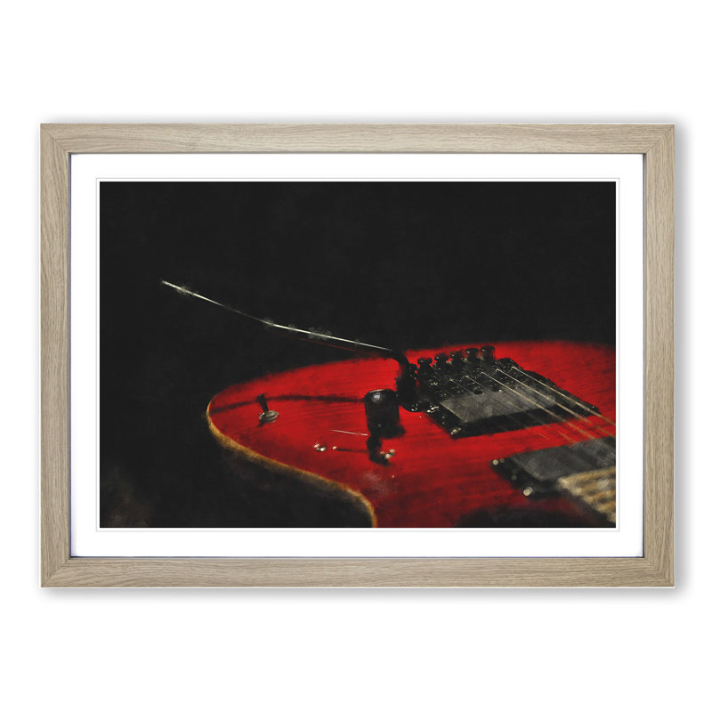 Electric Guitar Vol.1 - Picture Frame Graphic Art, 27cm H x 36cm W x 2cm D, Oak Framed