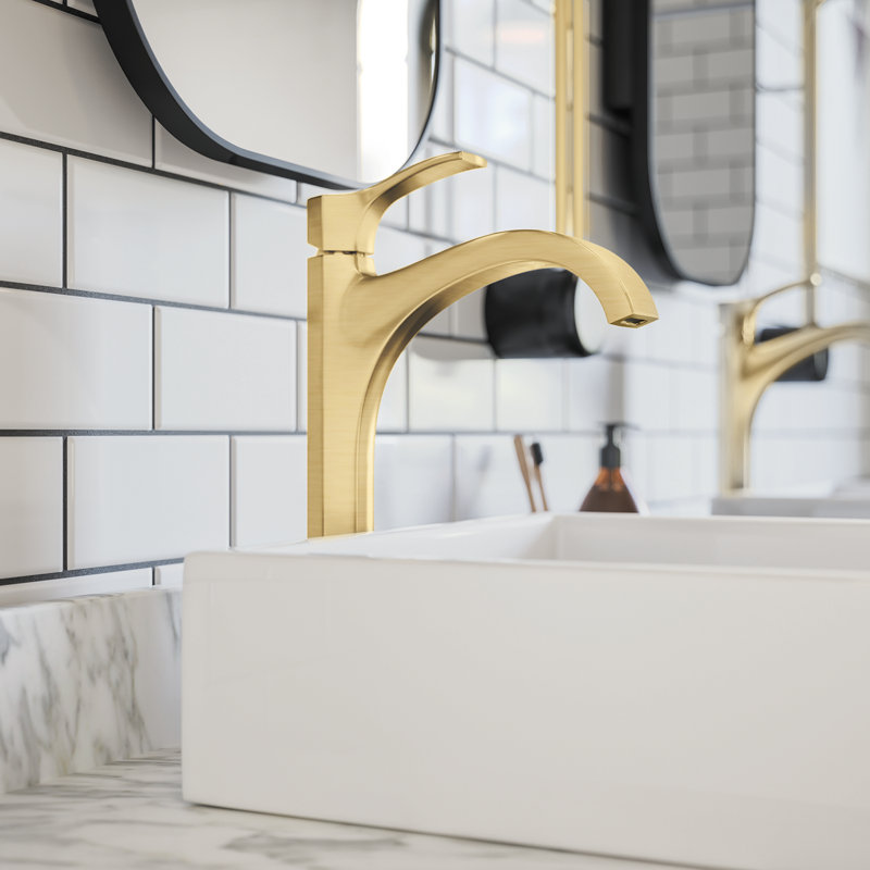 Locarno Single Hole Bathroom Faucet, Brushed Gold Optic
