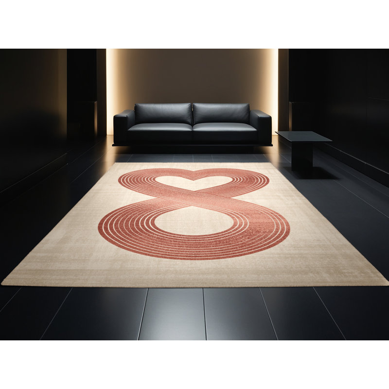 Soft Plush Estrada Valentines Modern & Contemporary Abstract Area Rug in Beige – Beige Binding, 5x8