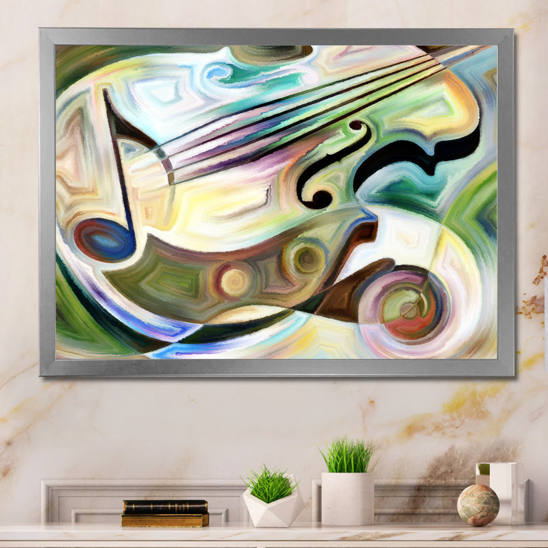 «Colorful Abstract Guitar Iv», reproduction d'art sur toile encadrée, H 8 po x l 12 po x P 1 po, Cadre argenté