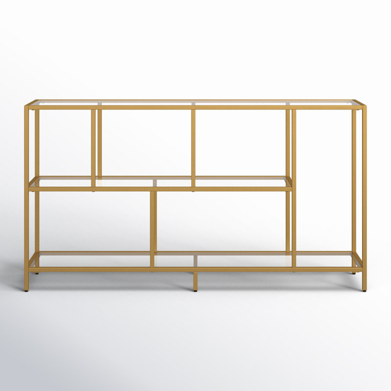 Anishia 52'' Glass Top Console Table, Brass