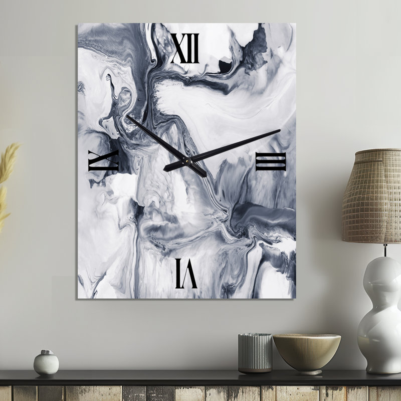 Abstrait noir et blanc - Horloge murale abstraite en métal, Petit