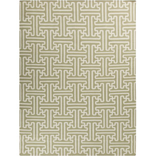 Tapis en laine verte handwoven archive