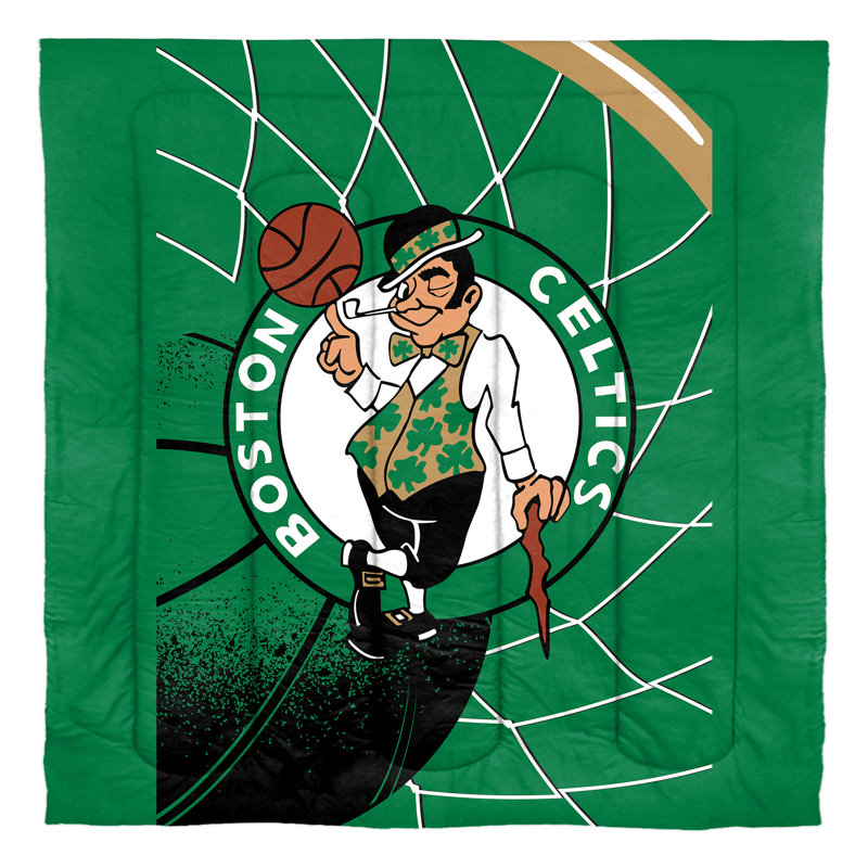 Ensemble d'édredon et de taies décoratives sous licence NBA Boston Celtics, Édredon pour grand lit + 2 taies décoratives sta