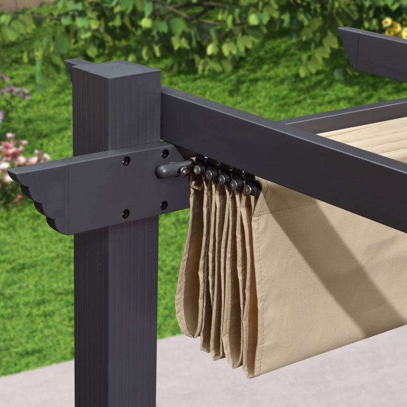 Housse d'ombrage pour pergola mauve 12 pi x 16 pi pour l'extérieur de la terrasse mauve en tissu durable rétractable pour l'extérieur seulement, beige