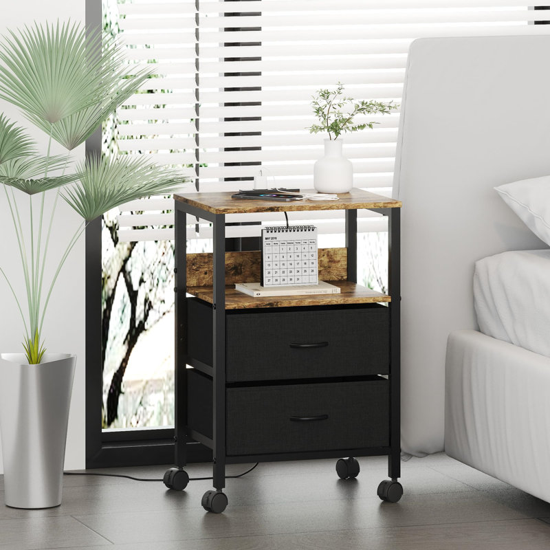 40cm W Metal Bedside Table