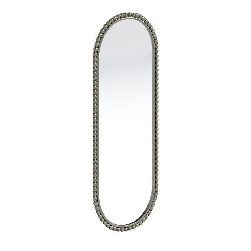Miroir ovale en fer de style rétro, aspect antique pour la chambre à coucher et le salon - Décoration de chambre argentée