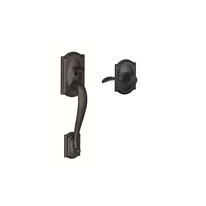 Camelot Lower Half Handleset with Accent Door Lever (Deadbolt Sold Separately), Left Hand, Matte Black