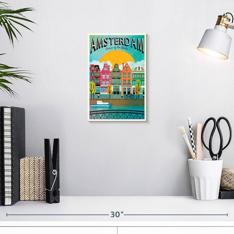 Affiche rétro de Amsterdam, H 12 po x l 8 po