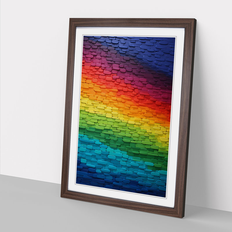 XYZ-FRM-V1223-5394 Rainbow Colour Field - Single Picture Frame Print on Wood, Walnut, 46cm H x 34cm W x 2cm D